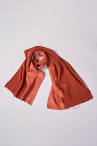 Kimberley Tonkin the Label organic cotton scarf dip dyed saffron orange.