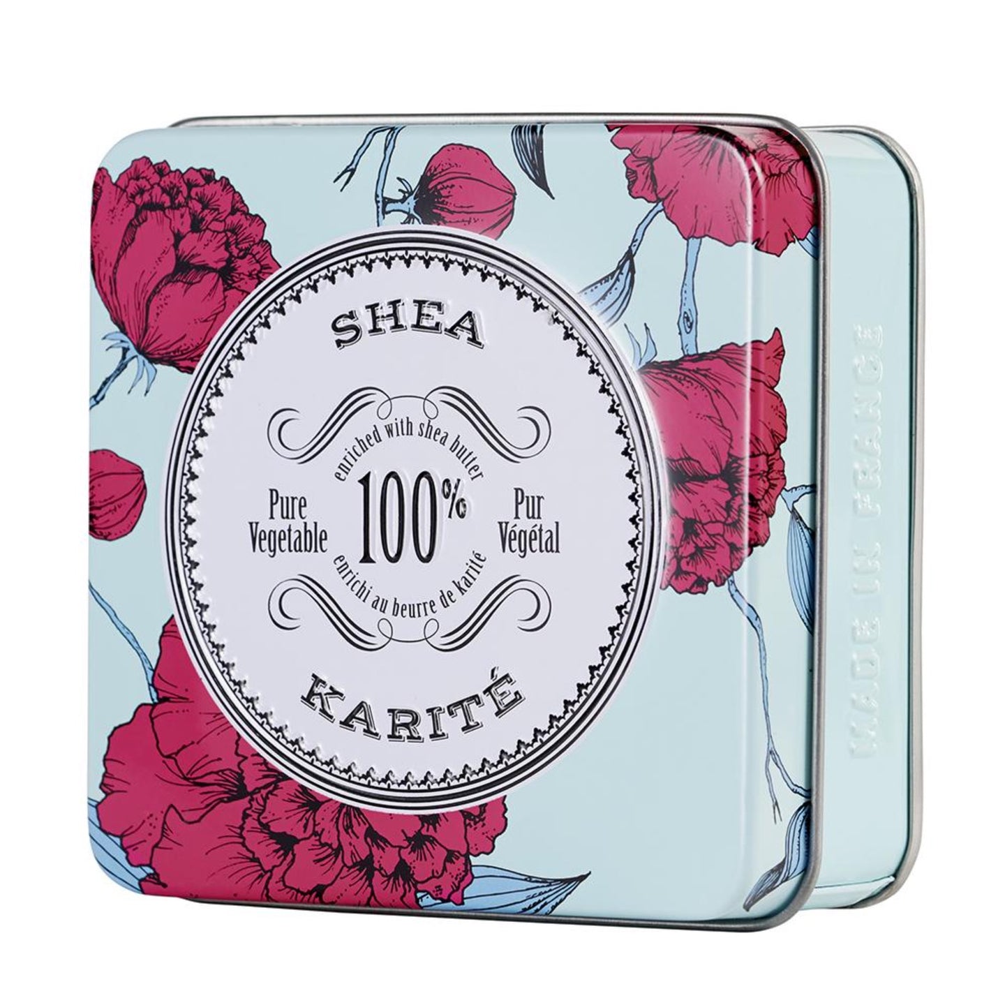 La Chatelaine tinned travel shea butter soap, made in France.