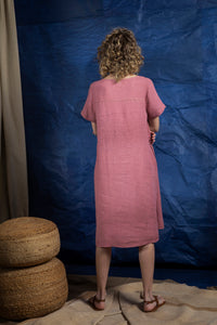 DVE COLLECTION Siara dress in rose pink linen.