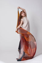 Load image into Gallery viewer, Ma Poesie fine wool scarf, Totem in orange.