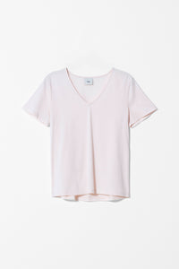 Elk the Label Elva v-neck t-shirt, organic cotton in blush pink.