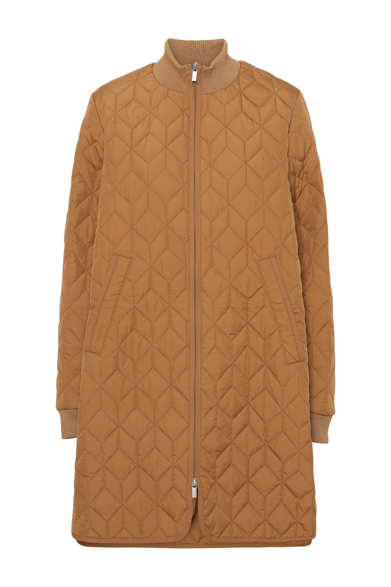 Ilse Jacobsen ART06 long quilt coat in cashew caramel camel brown.