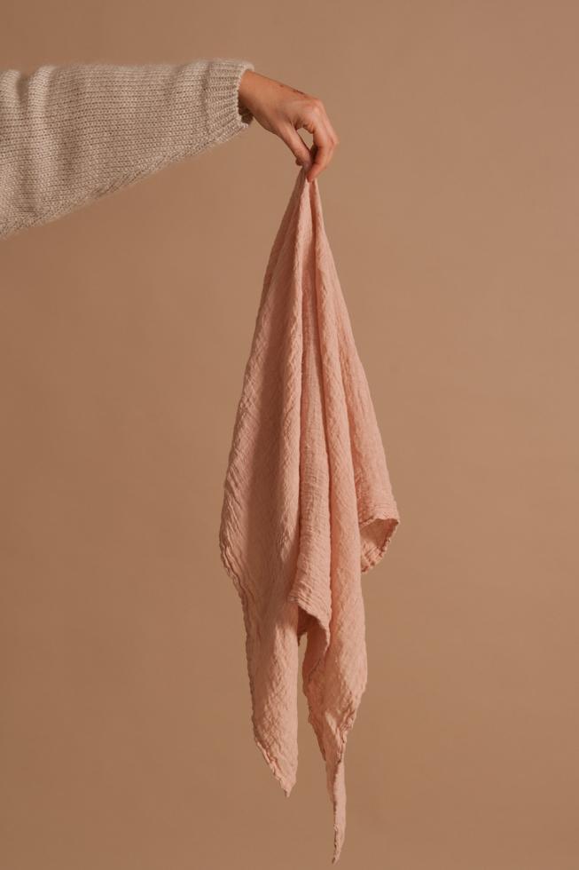 Couleur Chanvre rose boheme carre square hemp scarf.
