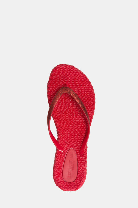 Ilse Jacobsen Cheerful glitter flip flops in deep red.