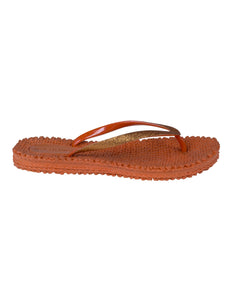 Ilse Jacobsen Cheerfuls flip flops rubber thongs with glitter straps in Spice orange.