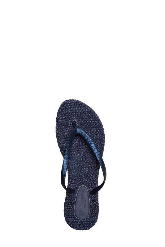 Ilse Jacobsen Cheerful glitter flip flops in deep indigo navy blue.