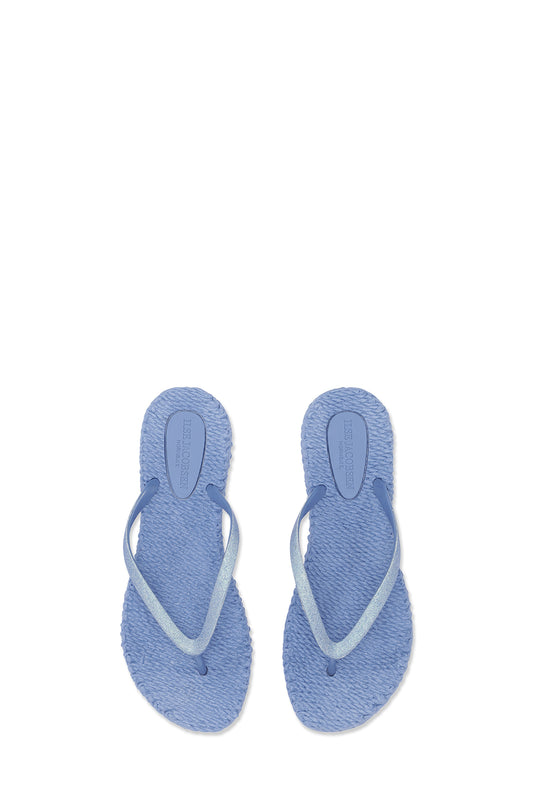 Ilse Jacobsen Cheerful glitter flip flops in light regatta blue.