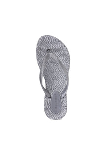 Ilse Jacobsen Cheerfuls flip flops rubber thongs with glitter straps in silver.