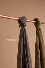 Load image into Gallery viewer, Couleur Chanvre pure hemp made in France carre sqaure scarf in gris poivre, pepper grey.