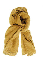 Load image into Gallery viewer, Couleur Chanvre made in France pure hemp stole in cumin, soft gold, yellow, mustard.
