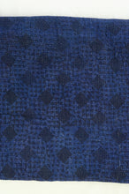 Load image into Gallery viewer, VIntage kantha quilt, overdyed in natural indigo using mud resist blockprint, checks and dots.