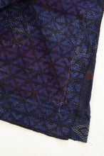 Load image into Gallery viewer, VIntage kantha quilt, overdyed in natural indigo using mud resist blockprint, inverted arrow pattern.
