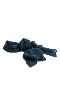 Couleur Chanvre pure hemp made in France carre long scarf in bleu du Japon, indigo navy blue,
