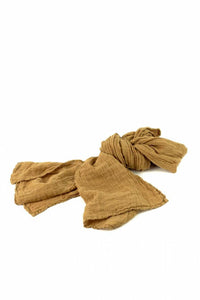 Couleur Chanvre pure hemp made in France carre long scarf in cumin mustard yellow.