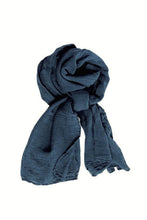 Load image into Gallery viewer, Couleur Chanvre pure hemp stole shawl wrap in bleu du Japon, navy blue, indigo.