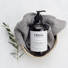 Load image into Gallery viewer, Olieve and Olie lavender, rose geranium and sweet orange hand and body cream, all natural and organic ingredients.