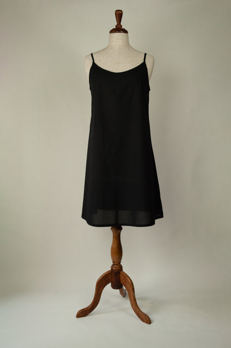 Ladies pure cotton voile full slip or petticoat with adjustable straps in black.