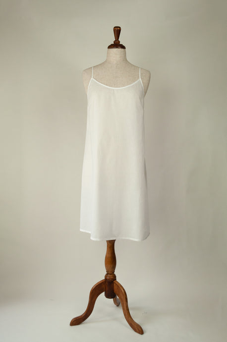 Ladies pure cotton voile full slip or petticoat with adjustable straps in white.