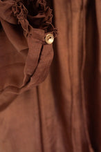 Load image into Gallery viewer, Mason and Mill Cathie top in mulberry silk, one size gathered at neck and sleeve in mud brown.