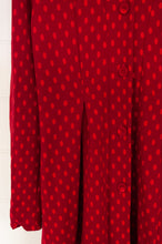 Load image into Gallery viewer, Valia made in Melbourne merino wool jacquard knit Francise coat, spot print in Shiraz scarlet red.