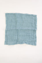 Load image into Gallery viewer, Waffle weave pure linen wash cloth face cloth. In steel blue.