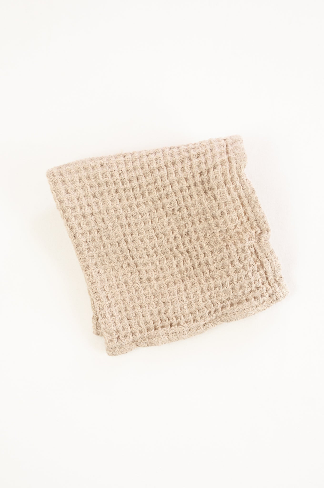 Waffle weave pure linen wash cloth face cloth. In natural colour.
