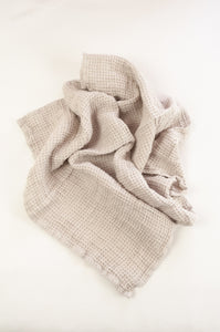 Waffle weave pure linen hand towel, made in Lithuania. In silver grey.