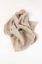 Load image into Gallery viewer, Waffle weave pure linen hand towel, made in Lithuania. In natural.