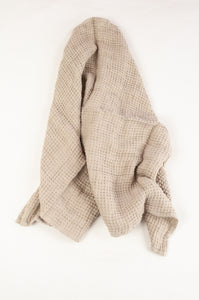 Waffle weave pure linen hand towel, made in Lithuania. In natural.