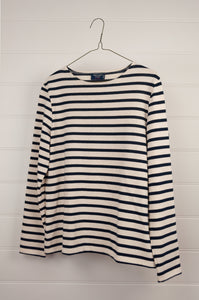 Saint James classic Meridame blue and ecru striped fisherman's long sleeved t-shirt, made in France.