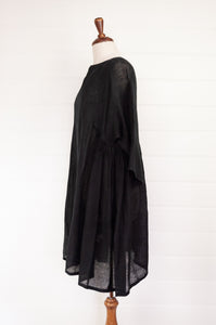 Banana Blue made in Melbourne black linen gauze loose fitting tunic.