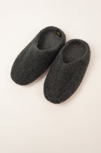 Load image into Gallery viewer, Fair trade handmade wool felt slippers, slip on charcoal.