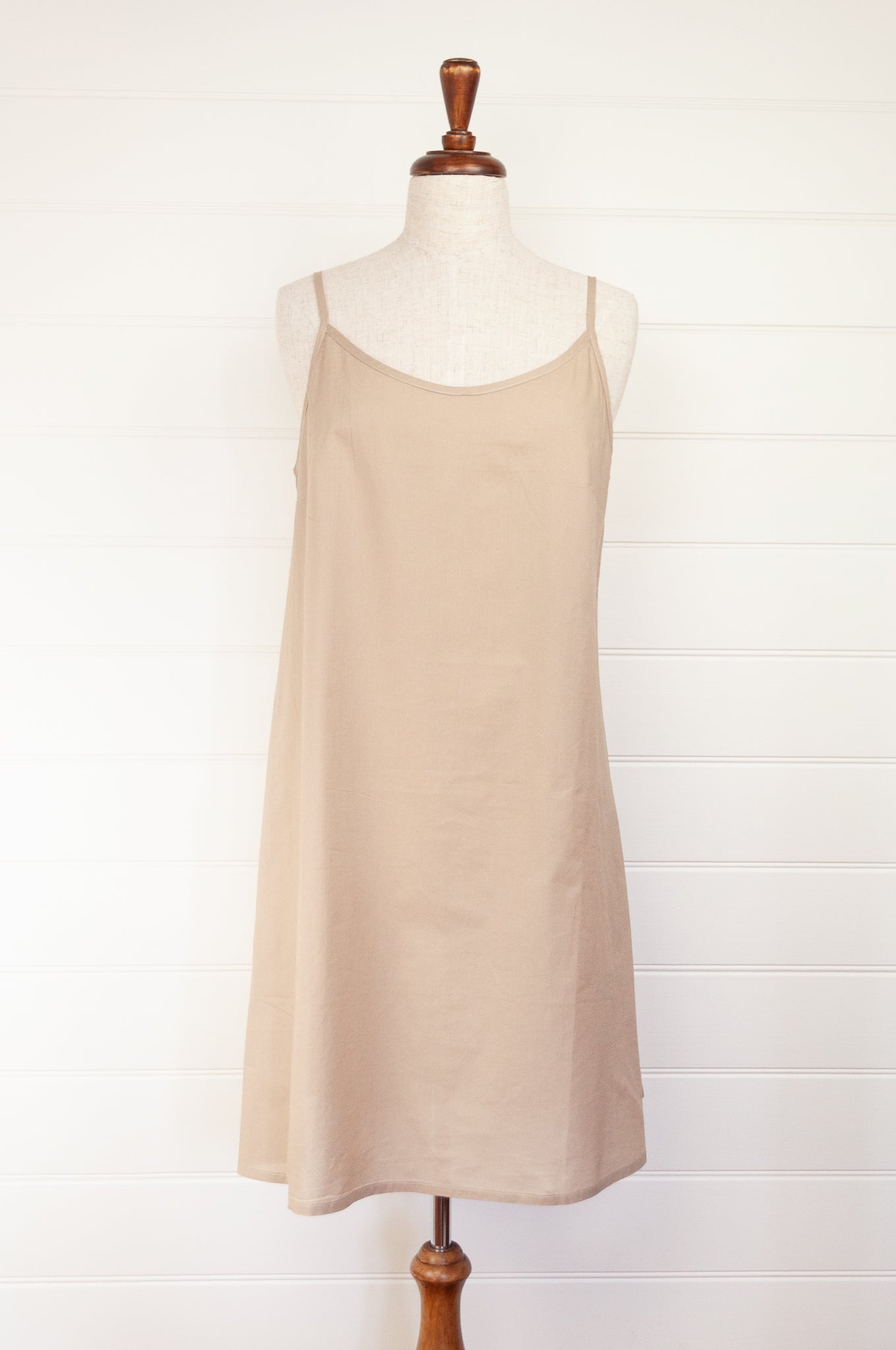 Knee length cotton voile petticoat slip, french seamed, adjustable straps.