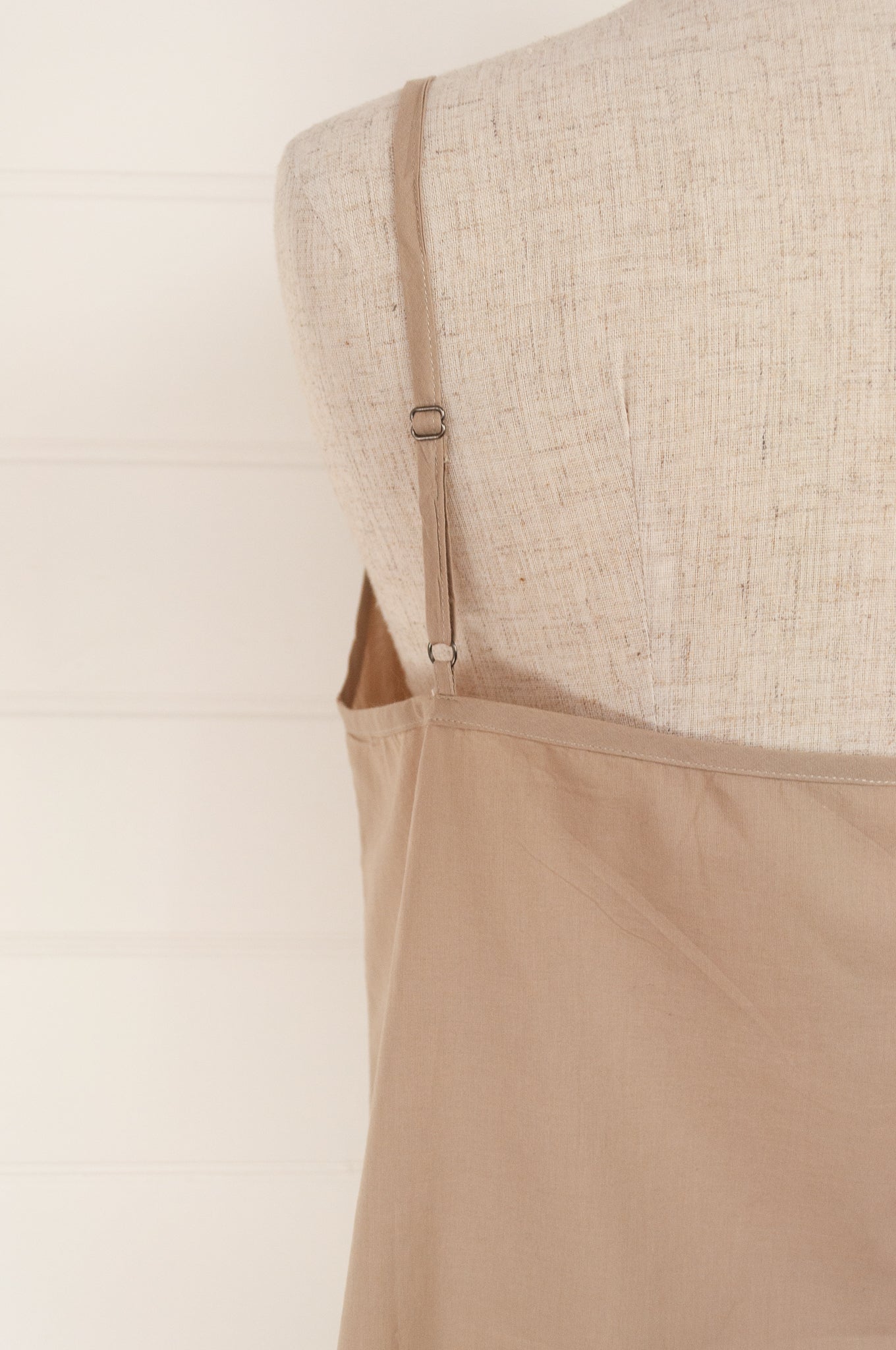 Knee length cotton voile petticoat slip, french seamed, adjustable straps.