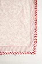 Load image into Gallery viewer, Crimson and white floral block print blockprint dohar lightweight muslin bedcover.