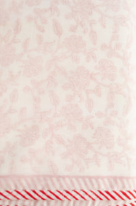 Crimson and white floral block print blockprint dohar lightweight muslin bedcover.