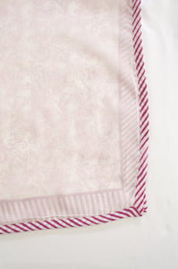 Rose pink and white floral  block print blockprint dohar lightweight muslin bedcover.