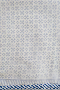 Indigo blue and white geometric jumping jack block print blockprint dohar lightweight muslin bedcover.