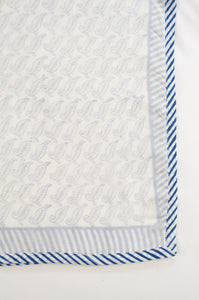 Indigo blue and white leaf pattern  block print blockprint dohar lightweight muslin bedcover.