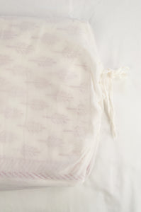 Rose pink and white palm leaf block print blockprint dohar lightweight muslin bedcover.