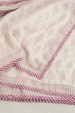 Load image into Gallery viewer, Rose pink and white palm leaf block print blockprint dohar lightweight muslin bedcover.