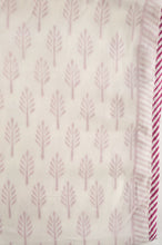 Load image into Gallery viewer, Rose pink and white palm leaf block print blockprint dohar lightweight muslin bedcover.