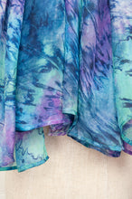 Load image into Gallery viewer, Digitally printed lightweight silk scarf in waterlily, shades of blue, mauve, lavender, aqua and teal.
