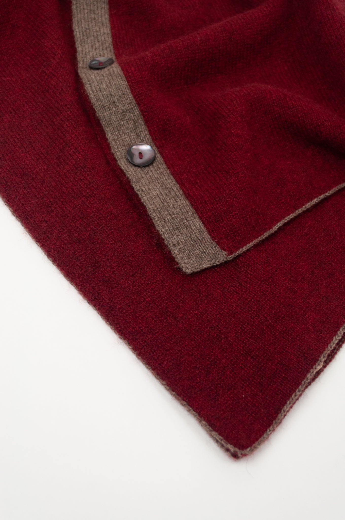 Juniper Hearth baby yak poncho in Cherry Red (close up).