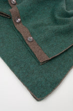 Load image into Gallery viewer, Juniper Hearth baby yak poncho in Opal, a shade of blue green (close up).