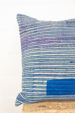 Load image into Gallery viewer, Vintage kantha blockprint cushion - blue check