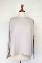 Load image into Gallery viewer, One size reversible cardigan in cashmere cotton, light ash grey. Ethically made in Nepal.