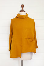 Load image into Gallery viewer, Banana Blue designed in Melbourne box jumper with roll neck in mustard yellow poly voly blend.