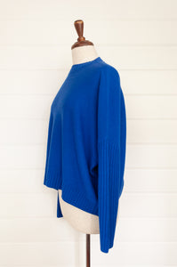 Banana Blue designed in Melbourne box jumper in royal blue merino wool.