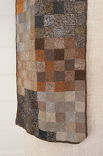 Load image into Gallery viewer, Sophie Digard pure wool artisan crocheted scarf, designed in France made in Madagascar, Puk in Tortuga earth palette of mustard, taupe, chocolate and charcoal.